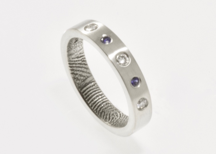 Wrapped Fingerprint Wedding Ring Set In Sterling Silver Brent Jess Fingerprint Jewelry Made With Your Fingerprints